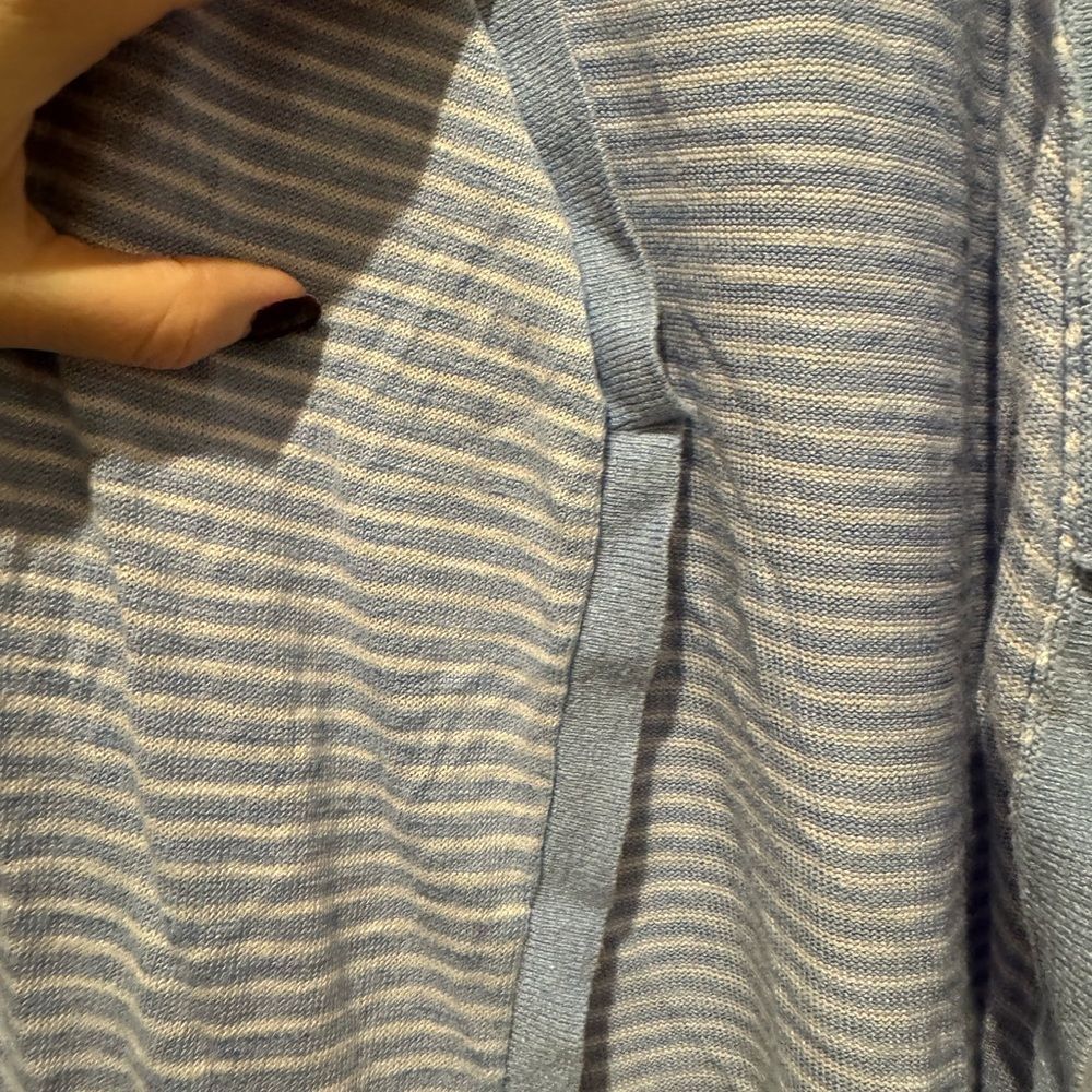 LOFT Light Blue Striped Cardigan - Picture 3 of 6